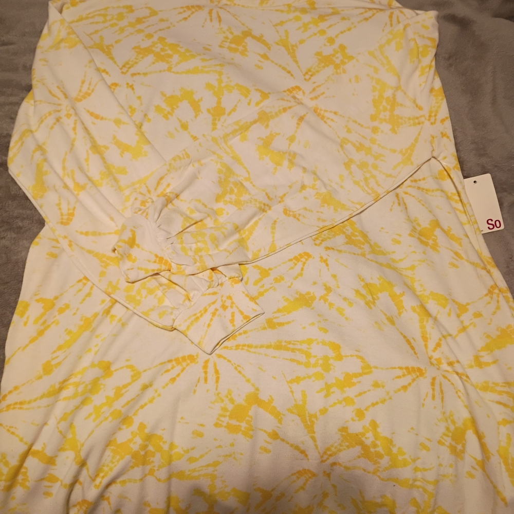 SO Yellow and White Tie-Dye Top